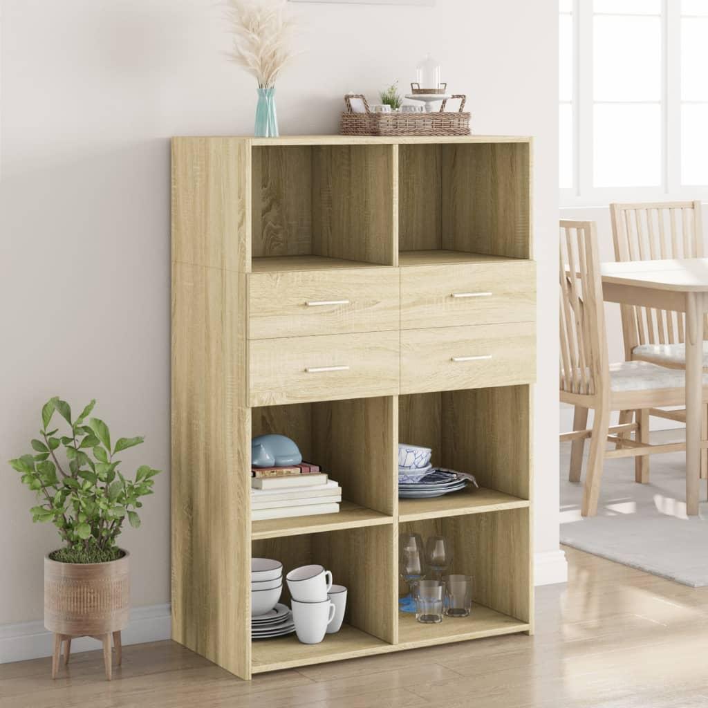 Reol 80x42,5x124 cm konstrueret træ sonoma-eg billede