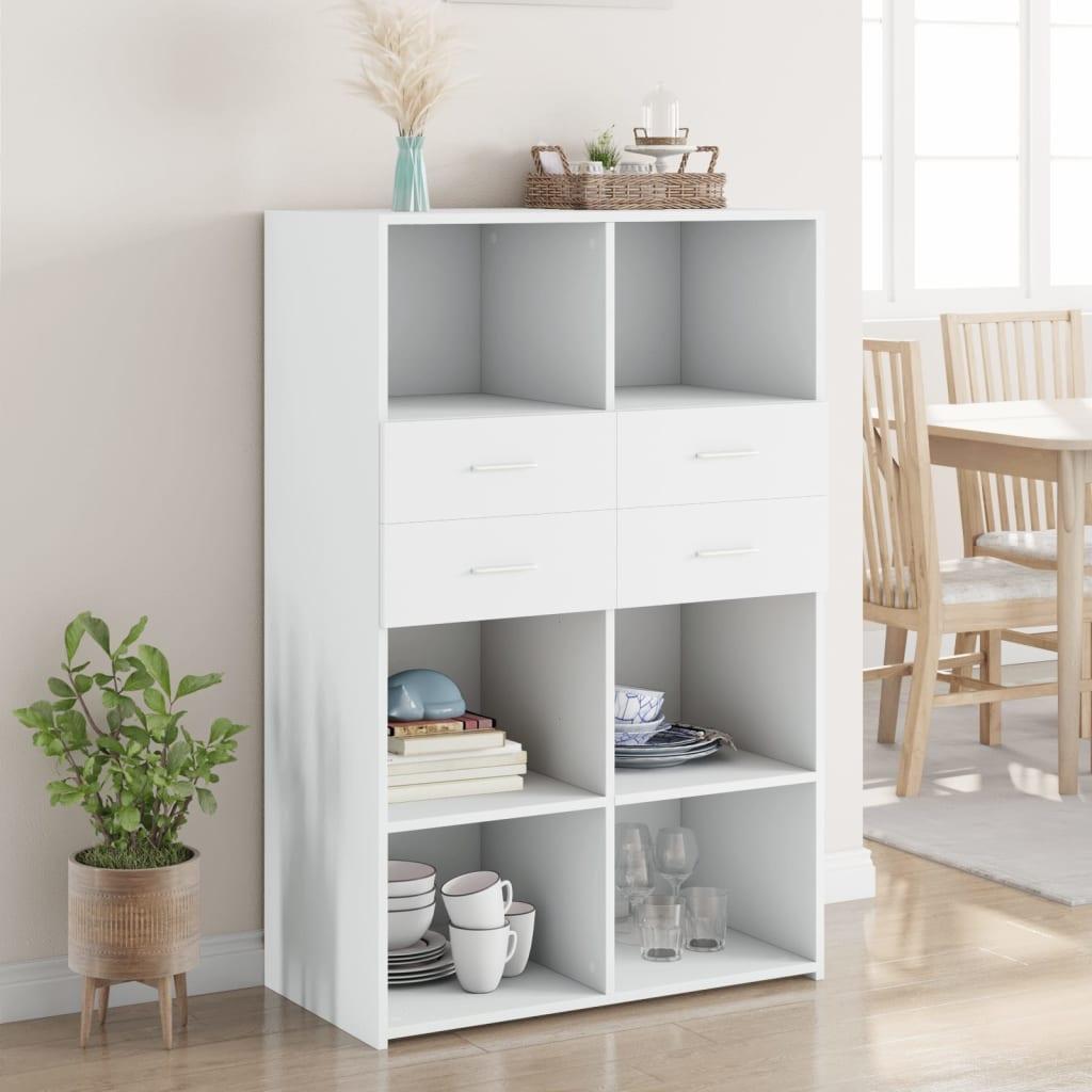 Reol 80x42,5x124 cm konstrueret træ hvid billede