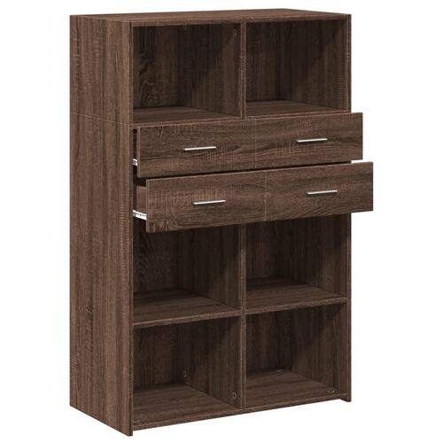 Reol 80x42,5x124 cm konstrueret træ brun egetræsfarve