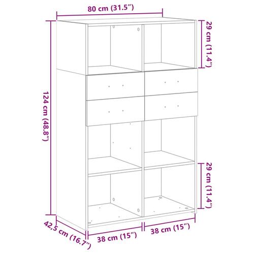 Reol 80x42,5x124 cm konstrueret træ brun egetræsfarve