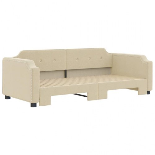 Daybed med udtræk 80x200 cm - stof, cremefarvet