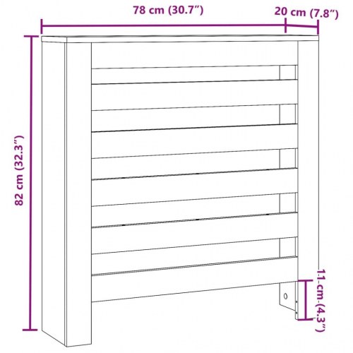 Radiatorskjuler 78×20×82 cm i konstrueret træ - sort
