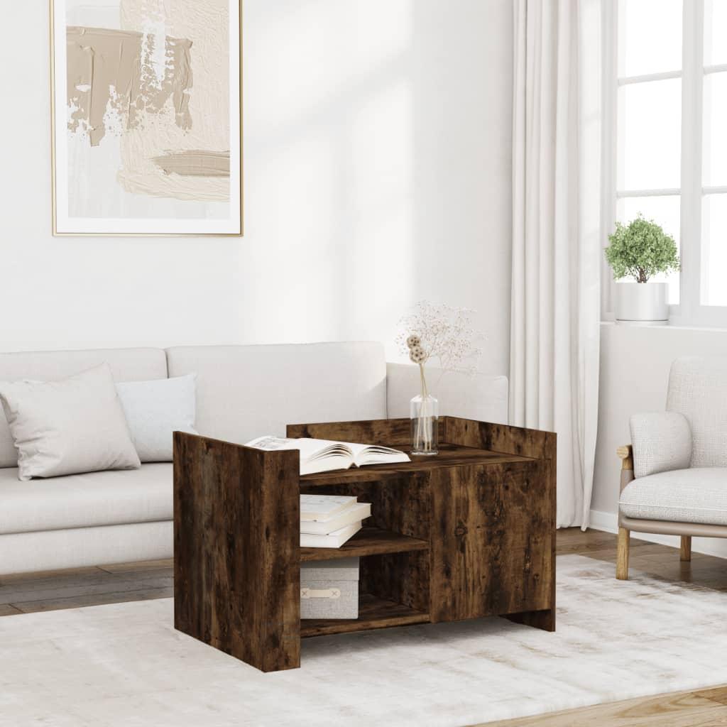 Sofabord 80x50x50 cm konstrueret træ røget egetræsfarve
