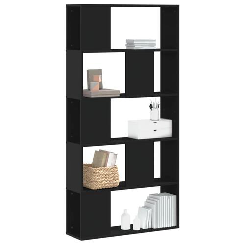 Bogreol 80,5x23,5x162,5 cm 5 hylder konstrueret træ sort