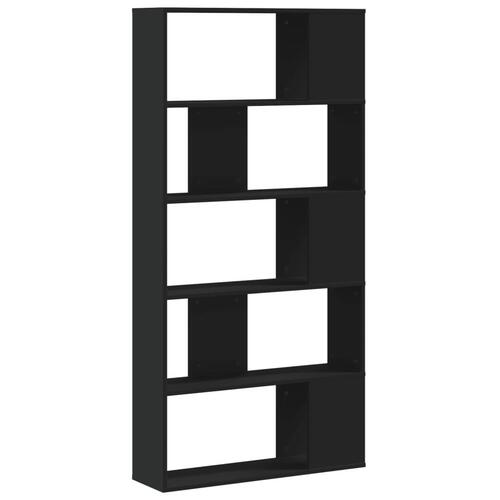 Bogreol 80,5x23,5x162,5 cm 5 hylder konstrueret træ sort