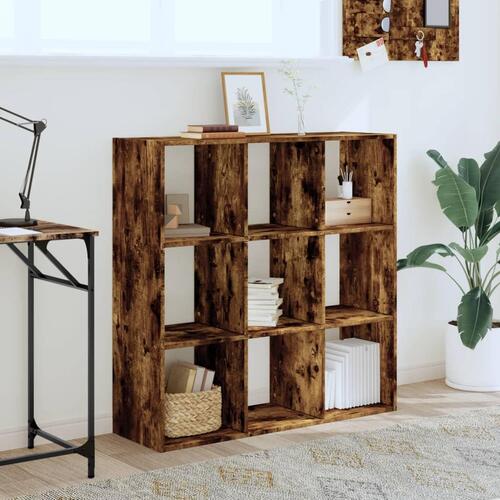 Bogreol 102x32x102 cm konstrueret træ røget egetræsfarve