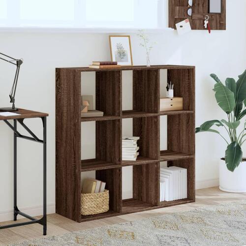 Bogreol 102x32x102 cm konstrueret træ brun egetræsfarve