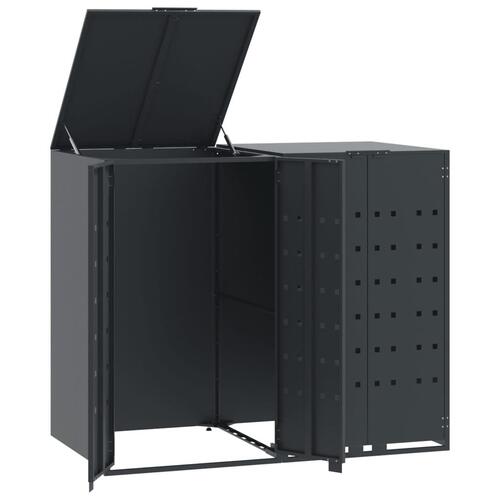 Skraldespandsskjuler 138x79x117 cm 2 rum stål antracit