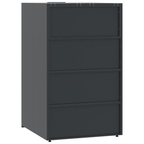 Skraldespandsskjuler 138x79x117 cm 2 rum stål antracit