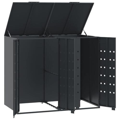 Skraldespandsskjuler 138x79x117 cm 2 rum stål antracit