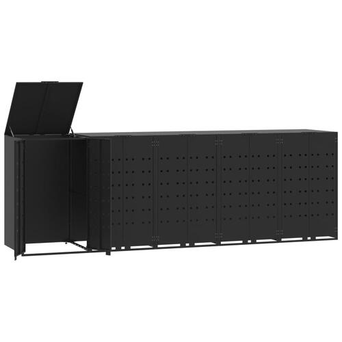 Skraldespandsskjuler 345x79x117 cm 5 rum stål sort