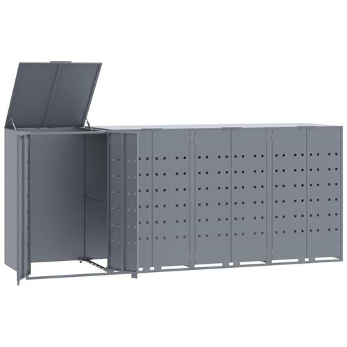 Skraldespandsskjuler 276x79x117 cm 4 rum stål grå