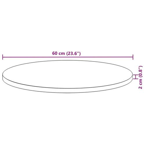 Bordplade Ø80x2 cm rund massivt akacietræ