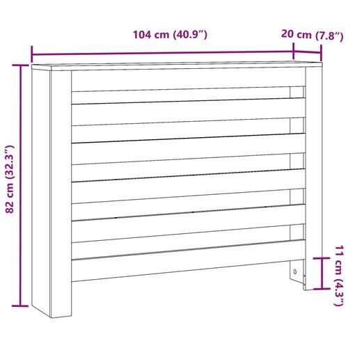 Radiatorskjuler 104x20x82 cm konstrueret træ brun egetræ
