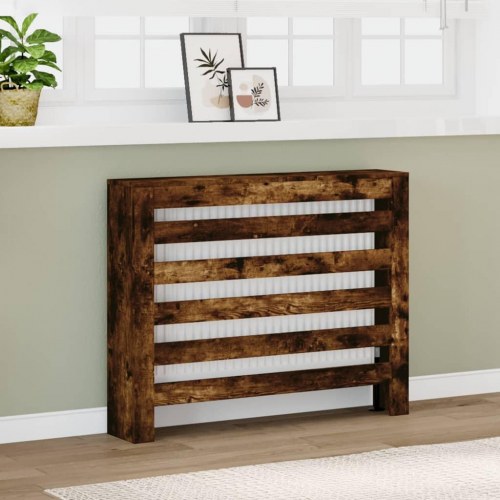 Radiatorskjuler med vandrette lameller 104 x 20 x 82 cm - røget egetræsfarve