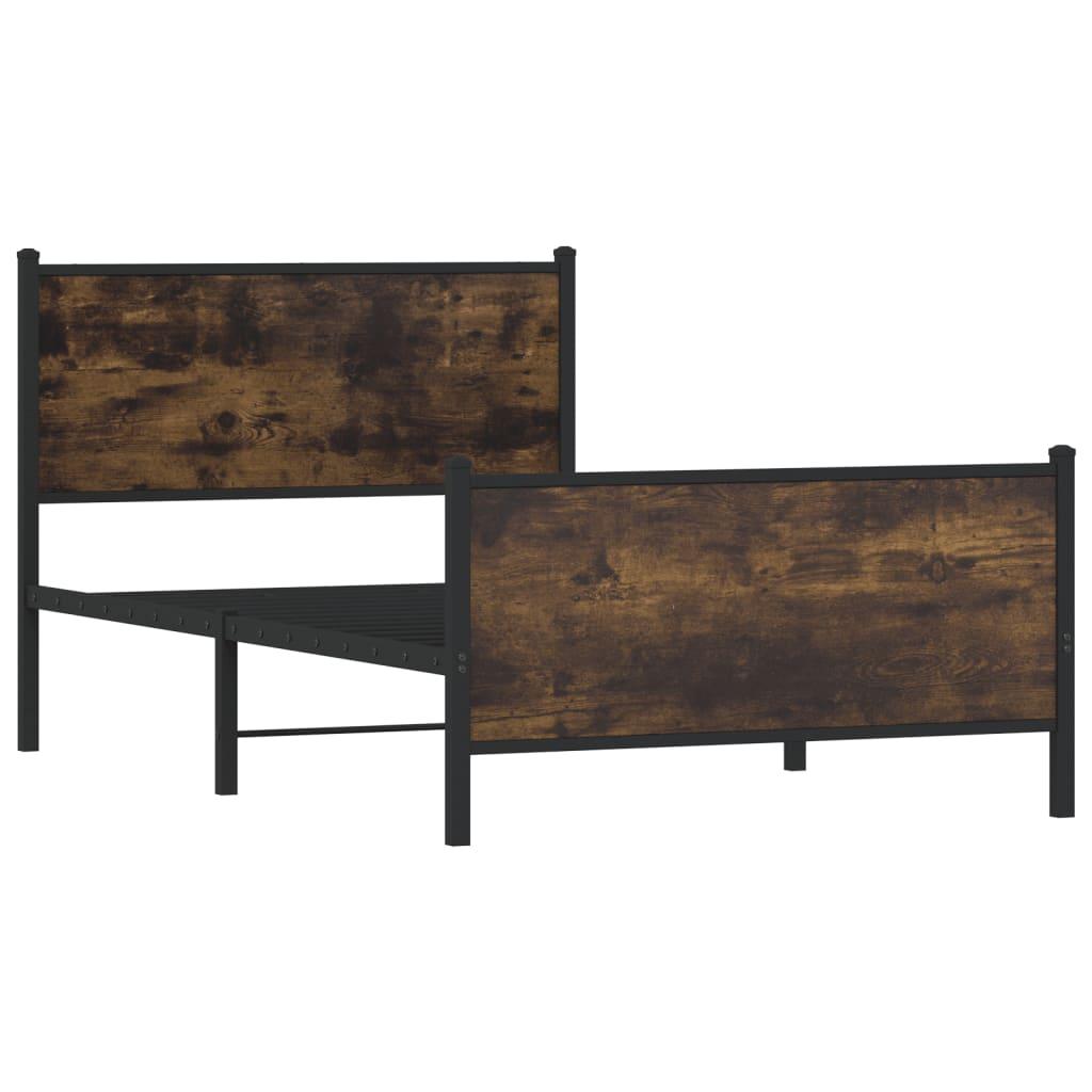 Sengeramme uden madras 100x190 cm metal røget egetræsfarve billede