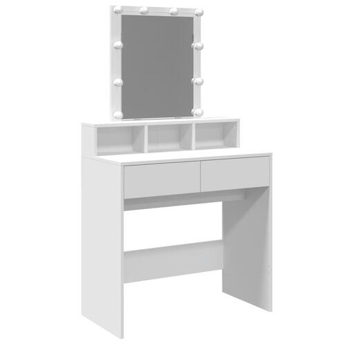 Makeupbord med LED-lys 80x41x144,5 cm hvid