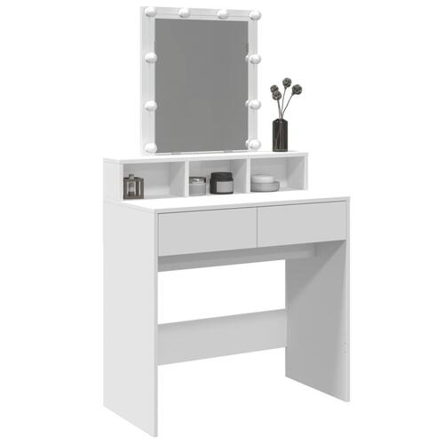 Makeupbord med LED-lys 80x41x144,5 cm hvid