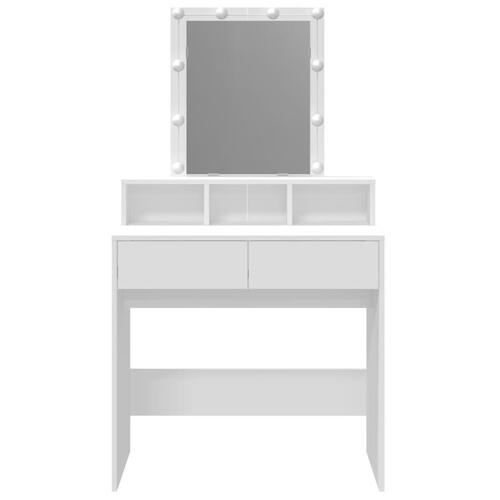 Makeupbord med LED-lys 80x41x144,5 cm hvid