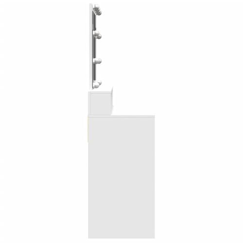 Makeupbord med LED-lys 80x41x144,5 cm hvid