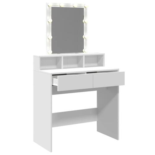Makeupbord med LED-lys 80x41x144,5 cm hvid