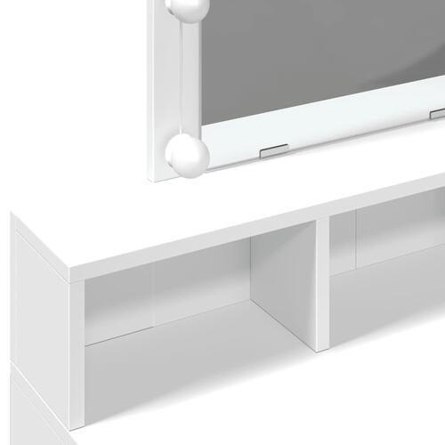 Makeupbord med LED-lys 80x41x144,5 cm hvid