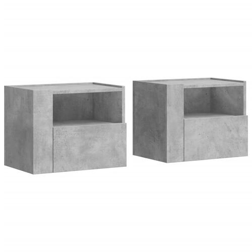 Væghængte sengeborde 2 stk. 45x30x35 cm betongrå