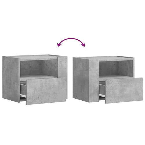 Væghængte sengeborde 2 stk. 45x30x35 cm betongrå