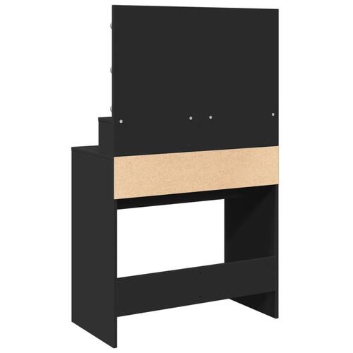 Makeupbord med LED-lys 80x41x134,5 cm sort