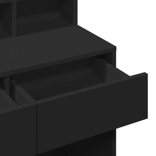 Makeupbord med LED-lys 80x41x134,5 cm sort