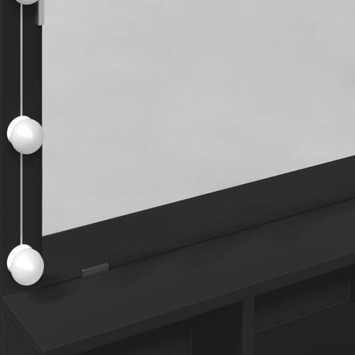 Makeupbord med LED-lys 80x41x134,5 cm sort