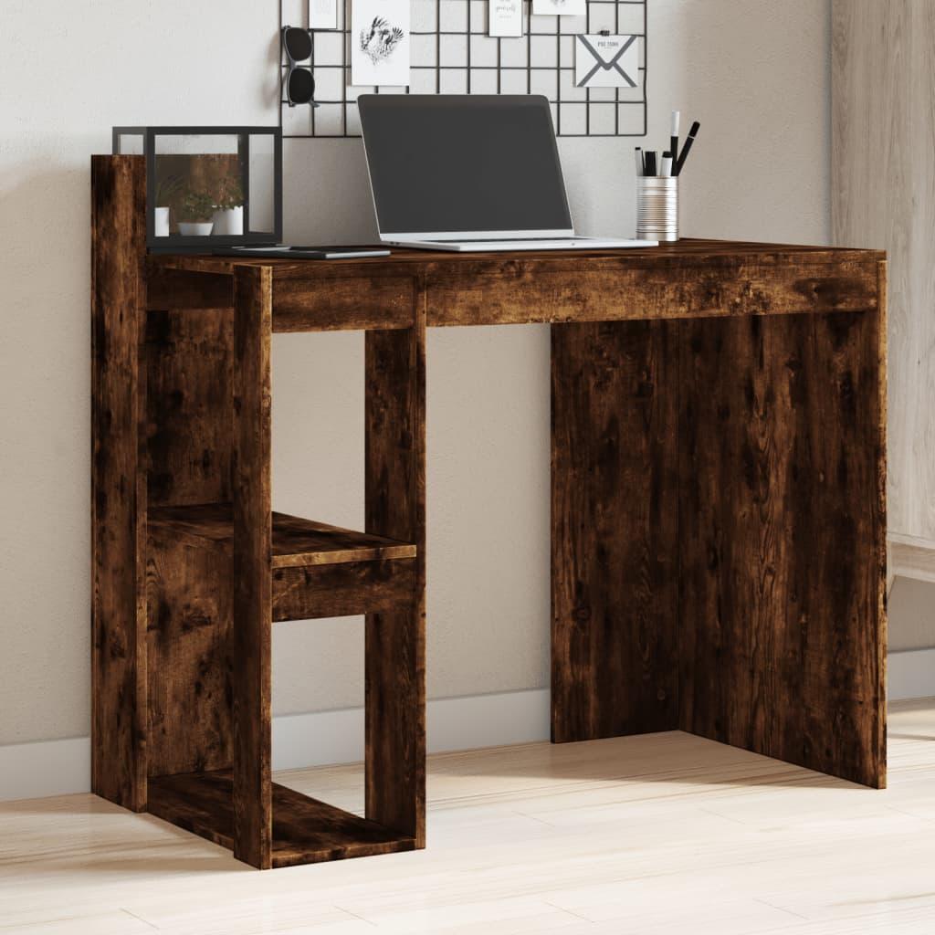 Skrivebord 103,5x56,5x94 cm konstrueret træ røget egetræsfarve