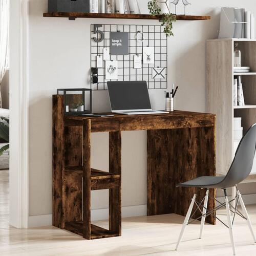 Skrivebord 103,5x56,5x94 cm konstrueret træ røget egetræsfarve