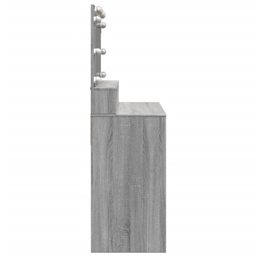 Makeupbord med LED-lys 80x41x134,5 cm grå sonoma-eg