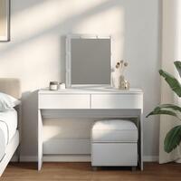 Makeupbord med LED-lys 100x40x130 cm hvid