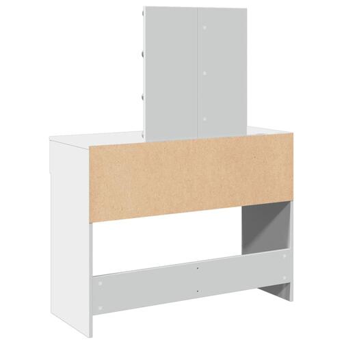 Makeupbord med LED-lys 100x40x130 cm hvid