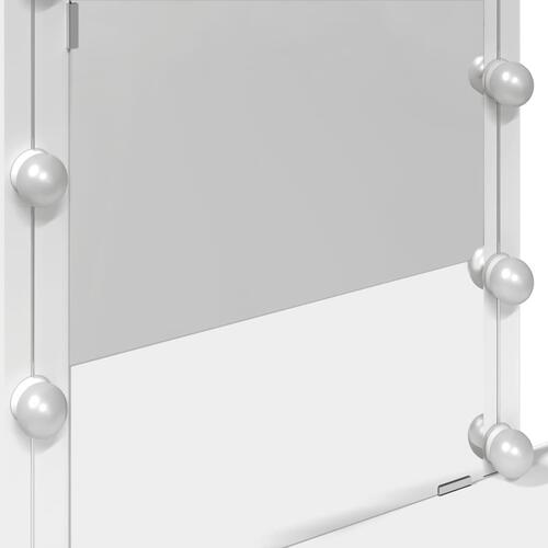 Makeupbord med LED-lys 100x40x130 cm hvid