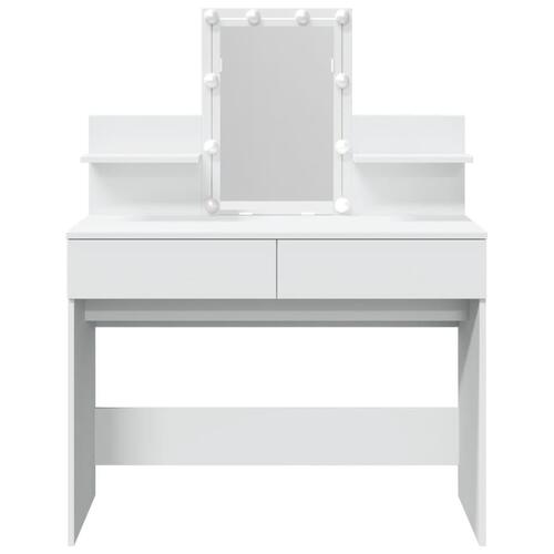 Makeupbord med LED-lys 100x40x130 cm hvid