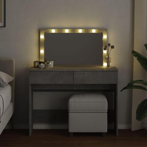 Makeupbord med LED-lys 100x40x120 cm betongrå