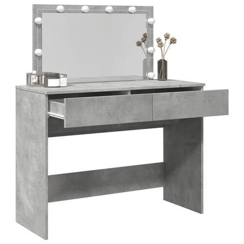 Makeupbord med LED-lys 100x40x120 cm betongrå