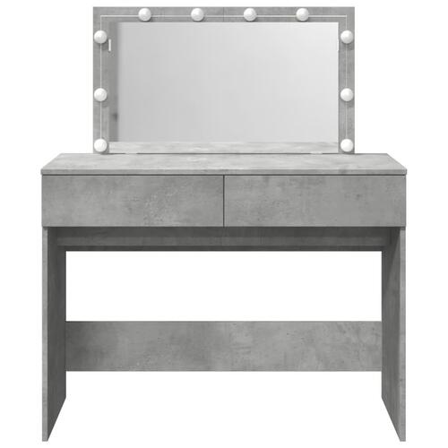 Makeupbord med LED-lys 100x40x120 cm betongrå