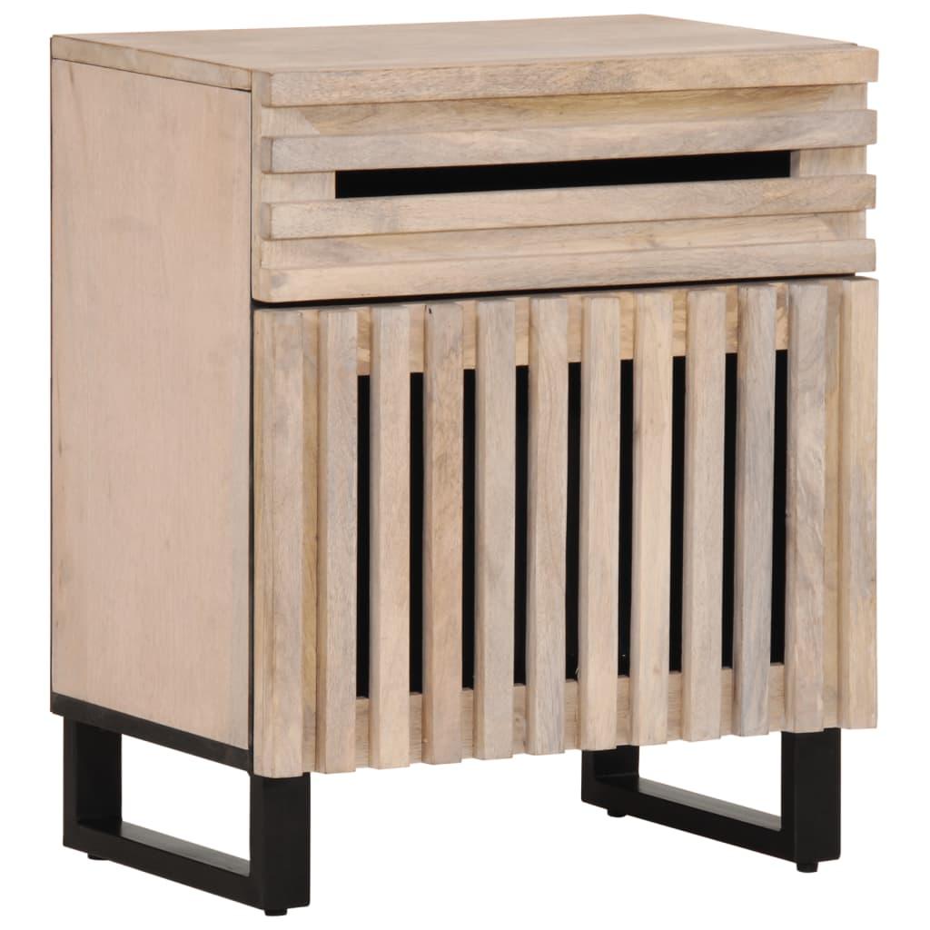 Sengebord 50x34x60 cm massivt mangotræ hvid