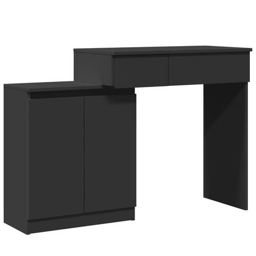 Makeupbord med LED-lys 115x37x110,5 cm sort