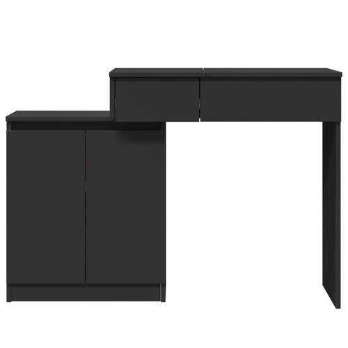 Makeupbord med LED-lys 115x37x110,5 cm sort