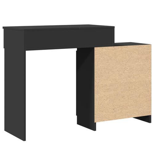 Makeupbord med LED-lys 115x37x110,5 cm sort