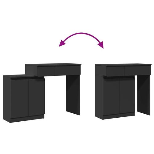 Makeupbord med LED-lys 115x37x110,5 cm sort
