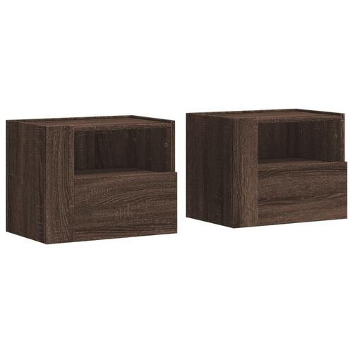 Væghængte sengeborde 2 stk. 45x30x35 cm brun egetræsfarve