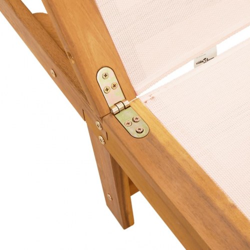 Liggestole 2 stk. med sidebord - massivt akacietræ og textilene, creme