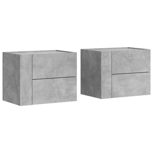 Væghængte sengeborde 2 stk. 45x30x35 cm betongrå