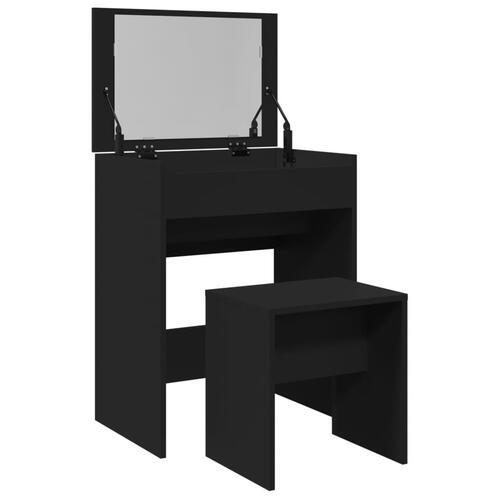 Kosmetikbord med skammel 60x40x113,5 cm sort